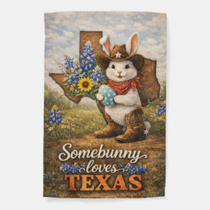 Somebunny Loves Texas Garden Flag   Cowboy Bunny
