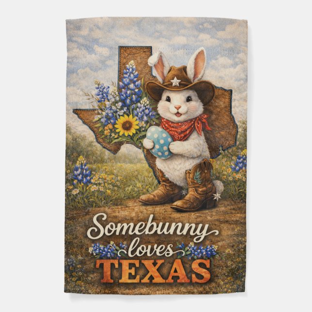 Somebunny Loves Texas Garden Flag | Cowboy Bunny (Front)