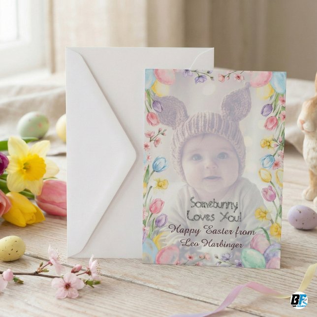 Somebunny Loves You Custom Photo Easter Greeting Invitation (Creator Uploaded)