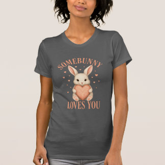 Somebunny Loves You Cute Bunny Dark Grey T-Shirt