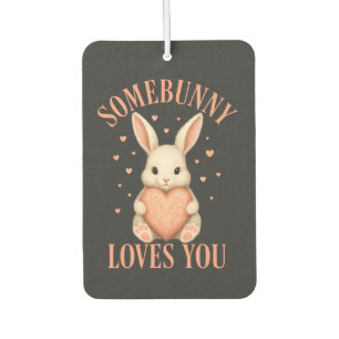 Somebunny Loves You Cute Bunny on Dark Charcoal Air Freshener
