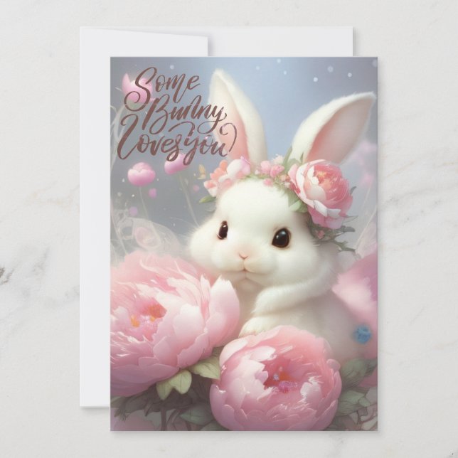 SomeBunny Loves You Easter Flat Holiday Card (Front)