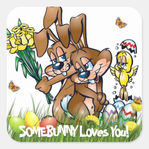 Somebunny Loves You _ Easter Square Sticker