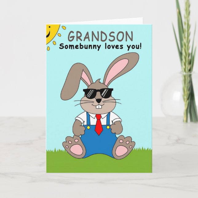 Somebunny Loves You Grandson Card (Front)