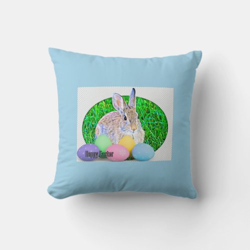 Somebunny loves you happy easter hoopy art Holiday Throw Pillow