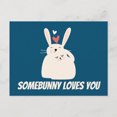Somebunny Loves You Sweet Bunny Pun Valentine  Holiday Postcard