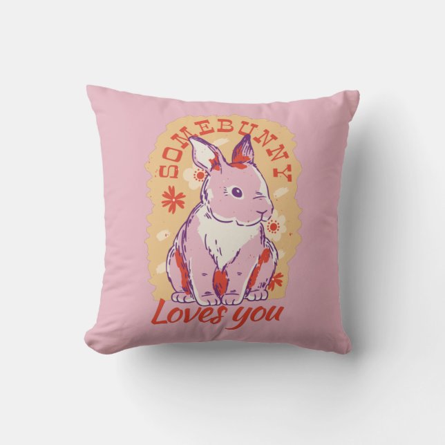 Somebunny Loves You  Throw Pillow (Front)