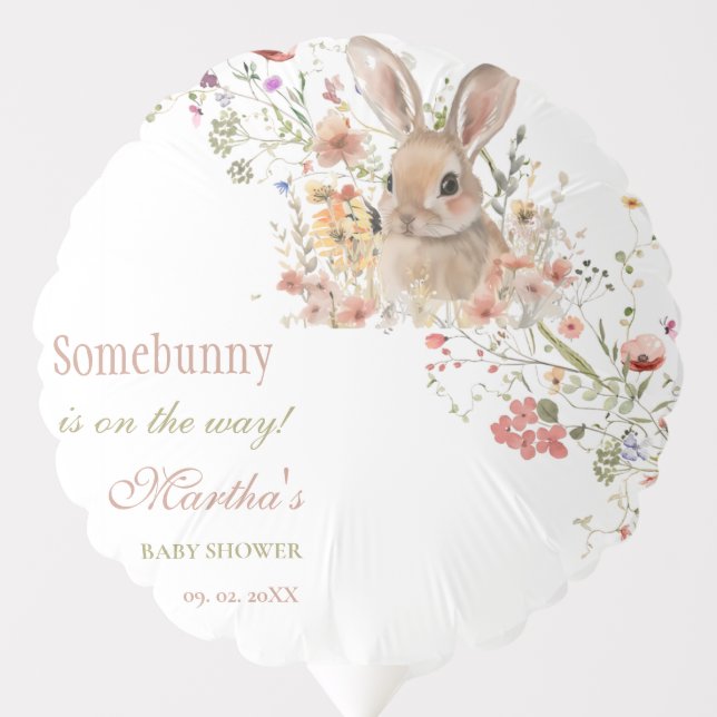 Somebunny on the way Easter Wildflower baby Shower Balloon (Front)