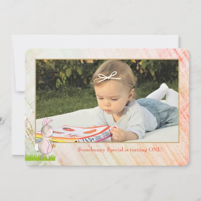 Somebunny Photo Birthday Invitation (Front)