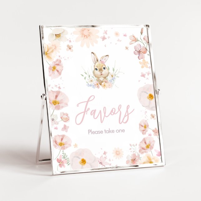 Somebunny Rabbit Baby Shower Favors Poster (Rabbit Somebunny Baby Shower Favors Sign)