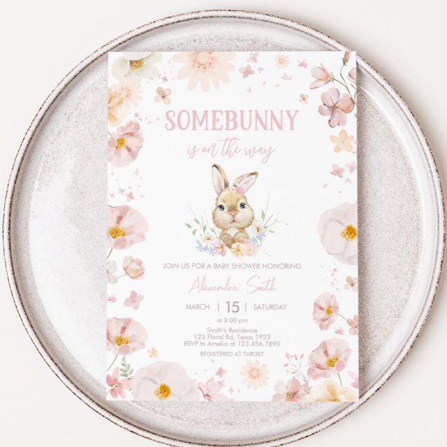 Somebunny Rabbit Baby Shower Invitation (Somebunny Is On The Way Baby Shower Invitation)