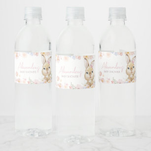 Somebunny Rabbit Baby Shower Water Bottle Label