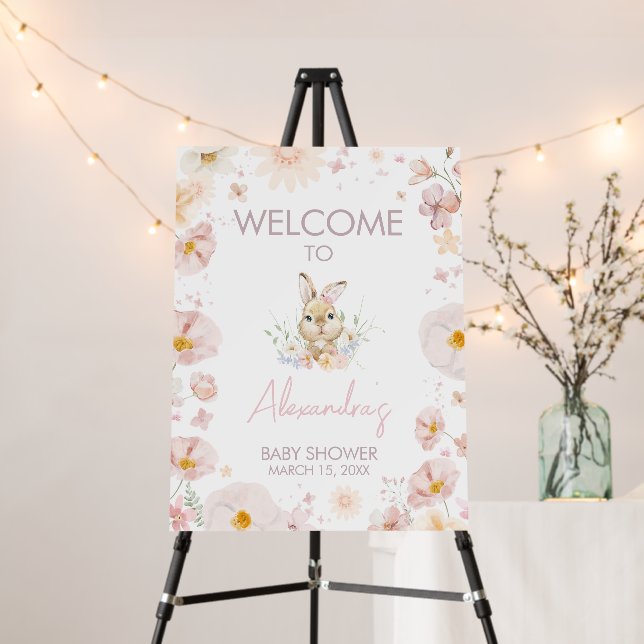 Somebunny Rabbit Baby Shower Welcome Sign (In Situ (Stand))