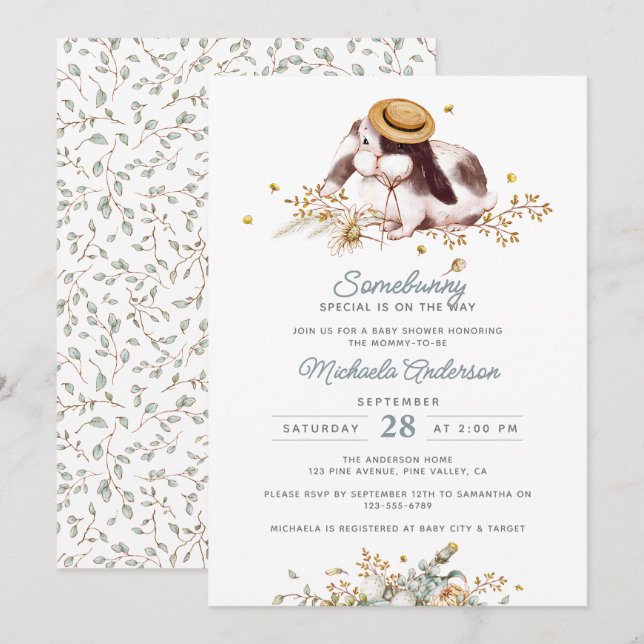 Somebunny Special On The Way Bunny Baby Shower Invitation (Front/Back)
