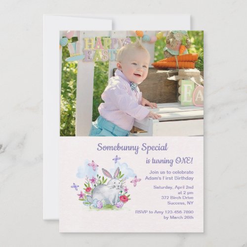 Somebunny Special Photo Easter Birthday Invitation
