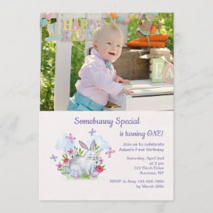 Somebunny Special Photo Easter Birthday Invitation