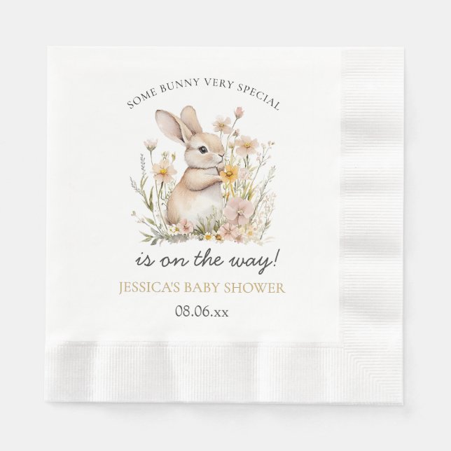 Somebunny Special Wildflowers Spring Baby Shower Napkins (Front)