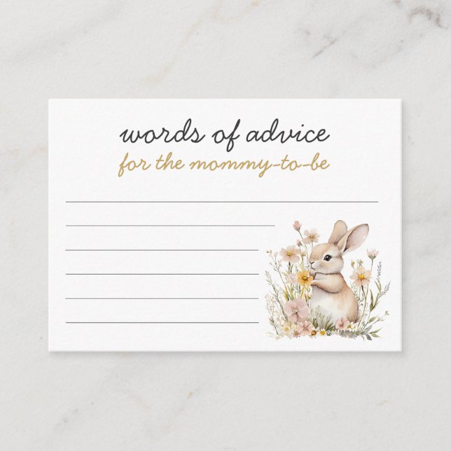 Somebunny Special Words Of Advice Baby Shower Enclosure Card (Front)