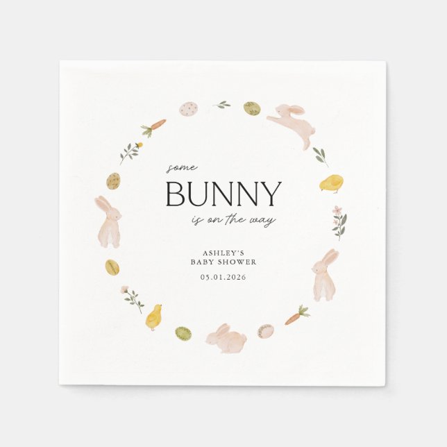 Somebunny Spring Easter Baby Shower Napkins (Front)
