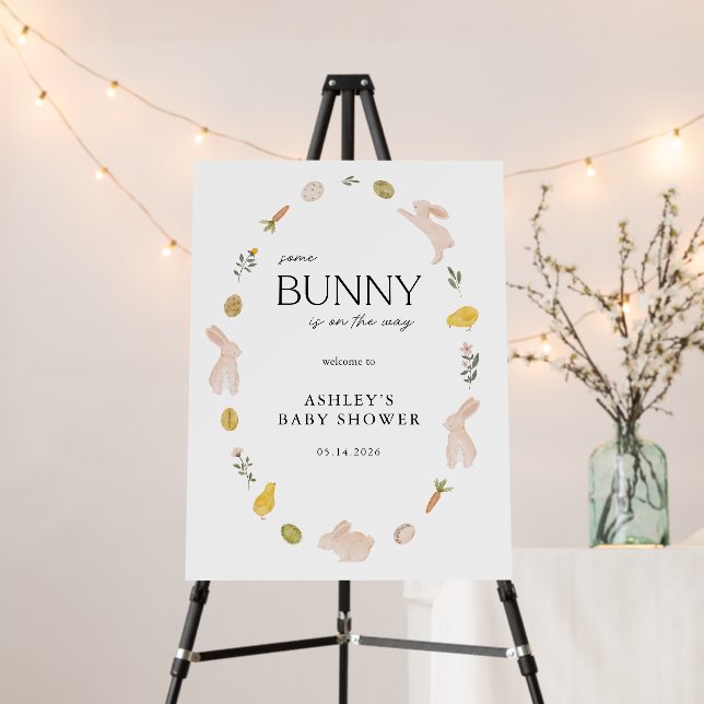 Somebunny Spring Easter Baby Shower Welcome Sign (In Situ (Stand))