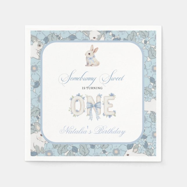 Somebunny Sweet 1st Birthday Spring Floral Invitat Napkins (Front)