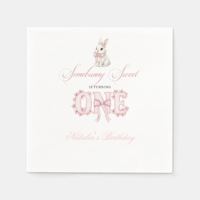 Somebunny Sweet 1st Birthday Spring Floral Invitat Napkins (Front)
