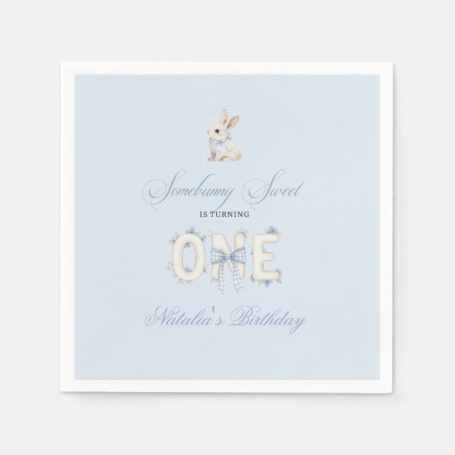 Somebunny Sweet 1st Birthday Spring Floral Invitat Napkins (Front)