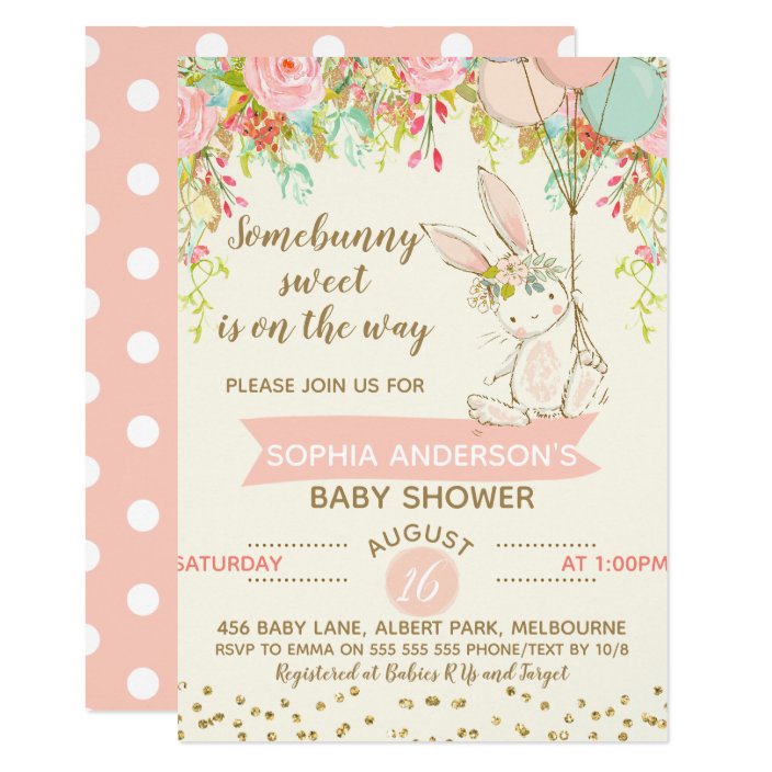 bunny themed baby shower invitations