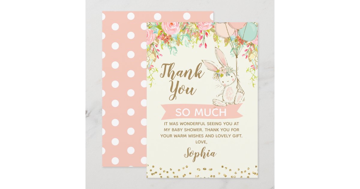 Somebunny Sweet Bunny Baby Shower Thank you Card Zazzle