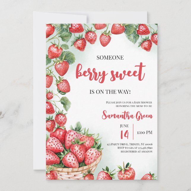 Someone Berry Sweet Baby Shower Invitation (Front)