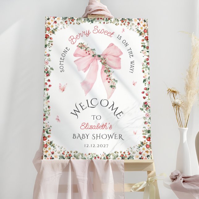 Someone Berry Sweet Bow Baby Shower Welcome  Foam Board (Creator Uploaded)