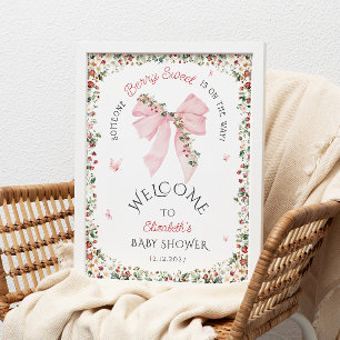 Someone Berry Sweet Bow Baby Shower Welcome Poster