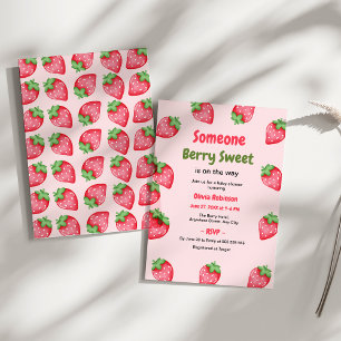 Someone Berry Sweet Pink Strawberry Baby Shower Invitation