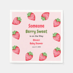 Someone Berry Sweet Pink Strawberry Baby Shower Napkins