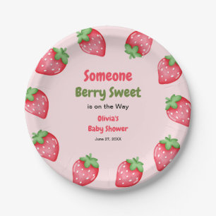 Someone Berry Sweet Pink Strawberry Baby Shower Paper Plates