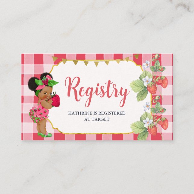 Someone Berry Sweet Strawberry Baby Registry Enclosure Card (Front)