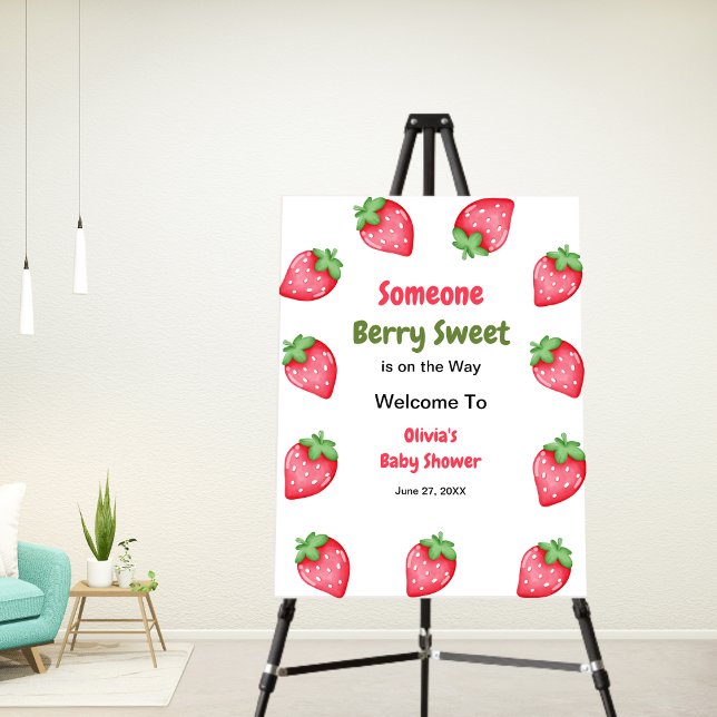 Someone Berry Sweet Strawberry Baby Shower Welcome Foam Board (Someone Berry Sweet is on the Way Strawberry Baby Shower Welcome Sign )