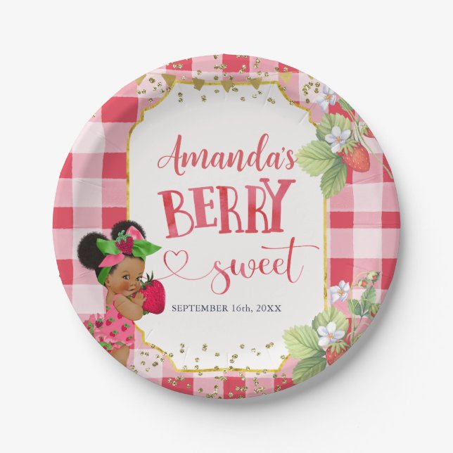 Someone Berry Sweet Strawberry Girl Baby Shower Paper Plates (Front)