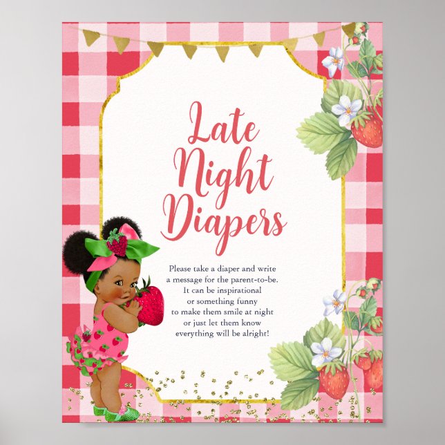 Someone Berry Sweet Strawberry Late Night Diapers Poster (Front)