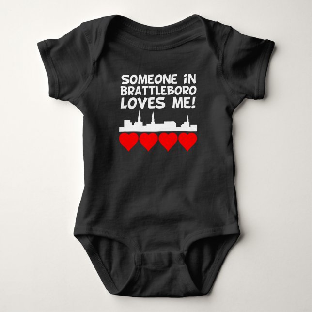 Someone In Brattleboro Vermont Loves Me Baby Bodysuit (Front)