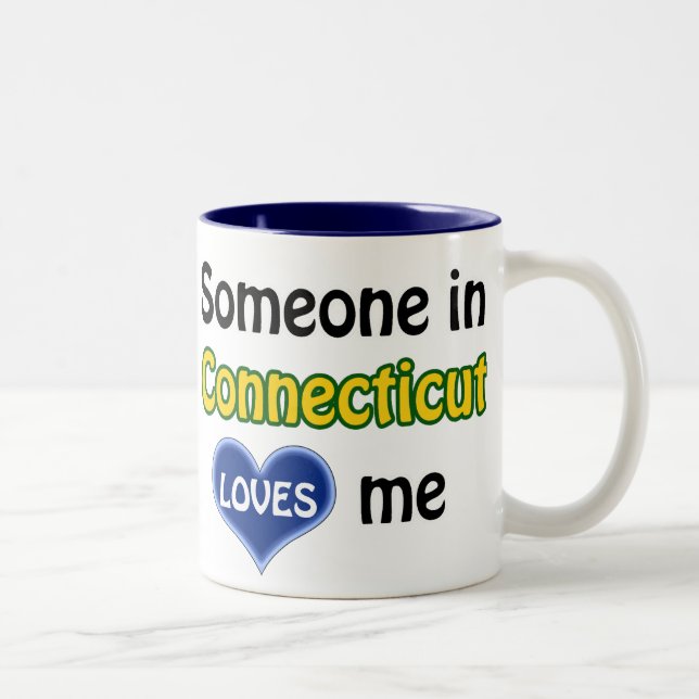 Someone in Connecticut loves me Two-Tone Coffee Mug (Right)