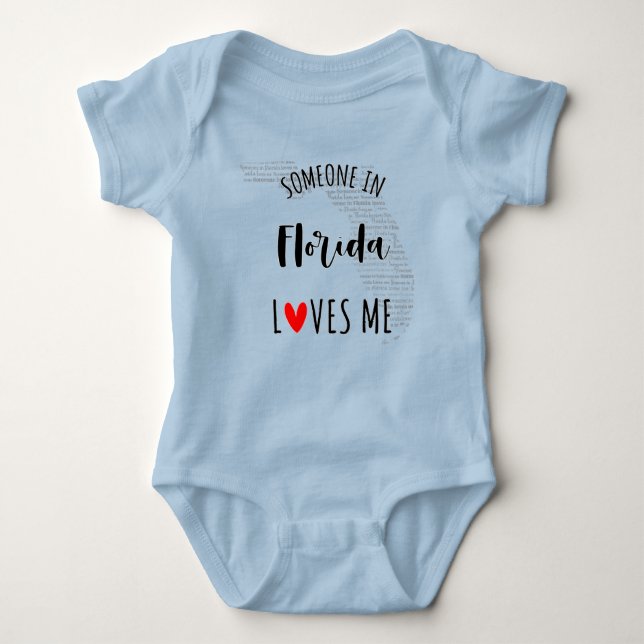 Someone In Florida Loves Me Map Baby Bodysuit (Front)