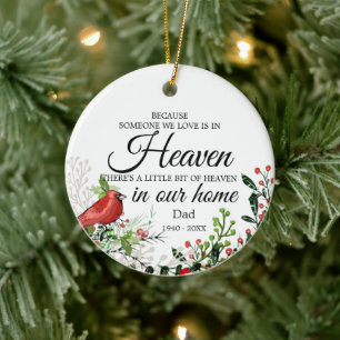 Someone In Heaven Cardinal Greenery Ceramic Ornament