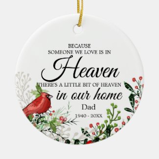 Someone In Heaven Cardinal Greenery Photo Ceramic Ornament