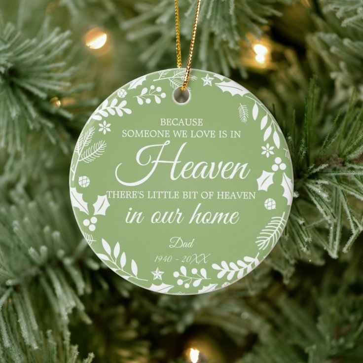 Someone In Heaven Foliage Wreath Photo Green Ceramic Ornament Zazzle