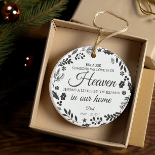 Someone In Heaven Winter Foliage Wreath Photo Ceramic Ornament