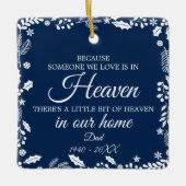 Someone In Heaven Winter Greenery Photo Navy Blue Ceramic Ornament (Front)