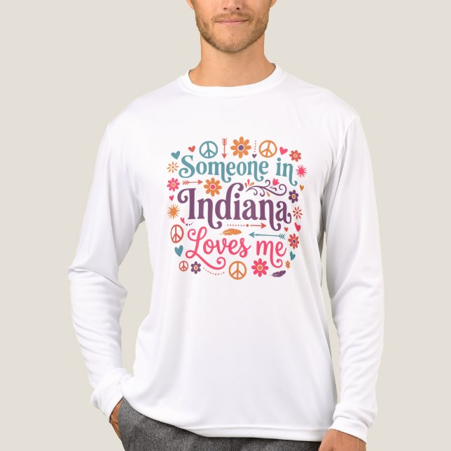 Someone in Indiana Loves Me Boho Hippie Design Tri-Blend Shirt (Front)