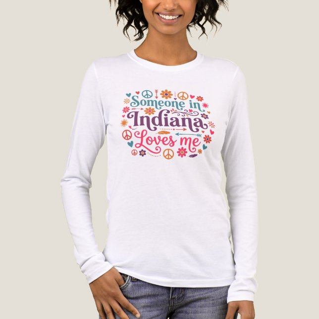 Someone in Indiana Loves Me Boho Hippie Design Tri-Blend Shirt (Front)