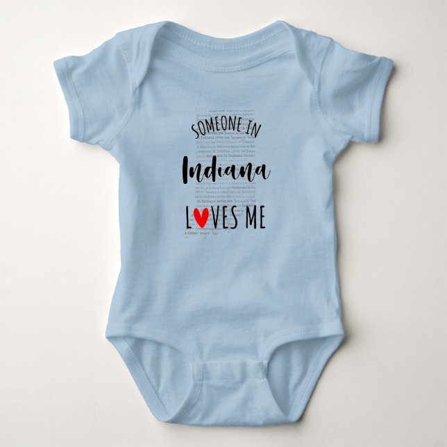 Someone In Indiana Loves Me Map Baby Bodysuit (Front)